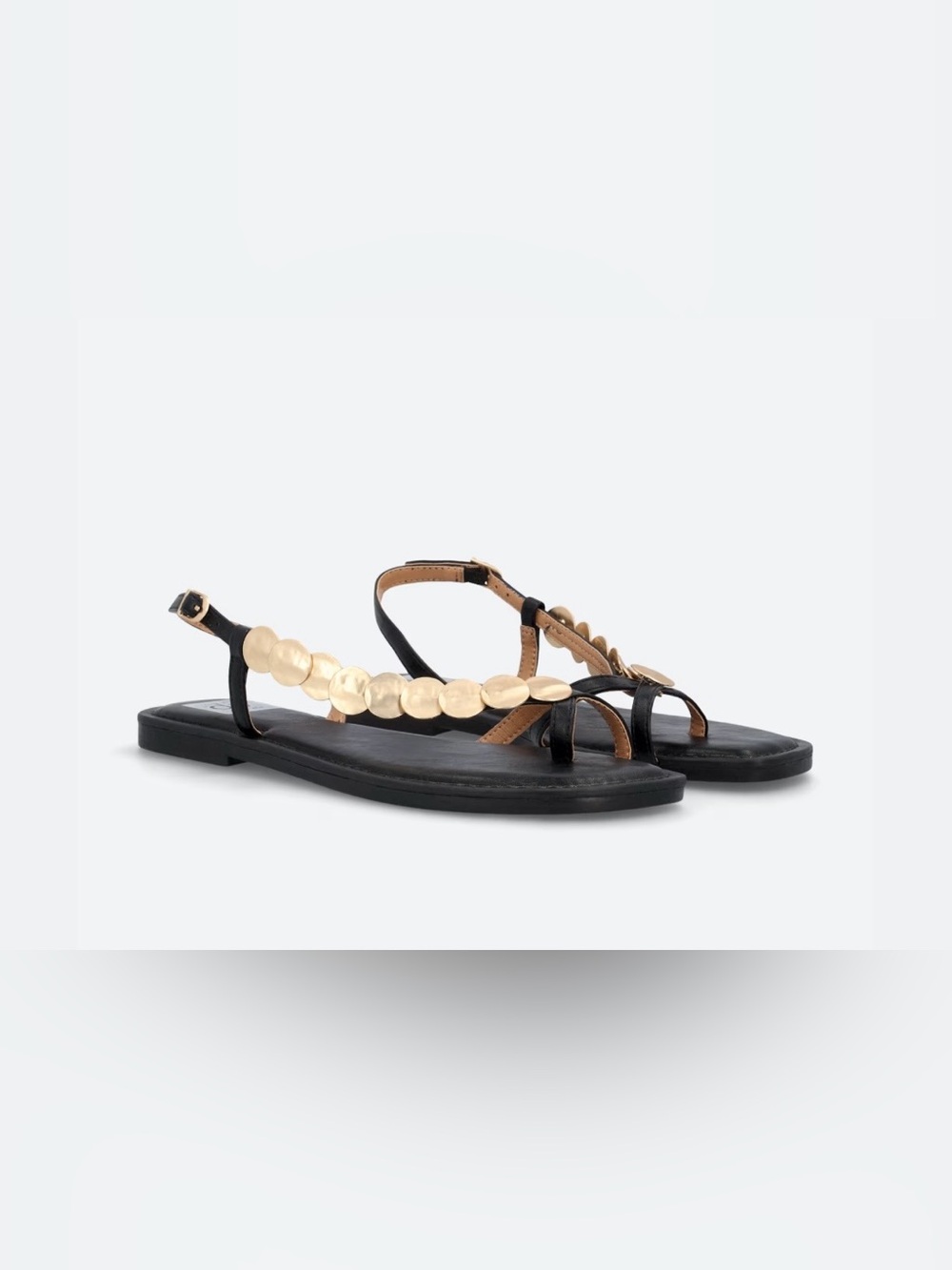 DV by Dolce Vita Black and Gold Women's Jetsy  T-Strap Sandals new
